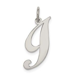 Sterling Silver, Ella Collection Medium Fancy Script Initial I Pendant